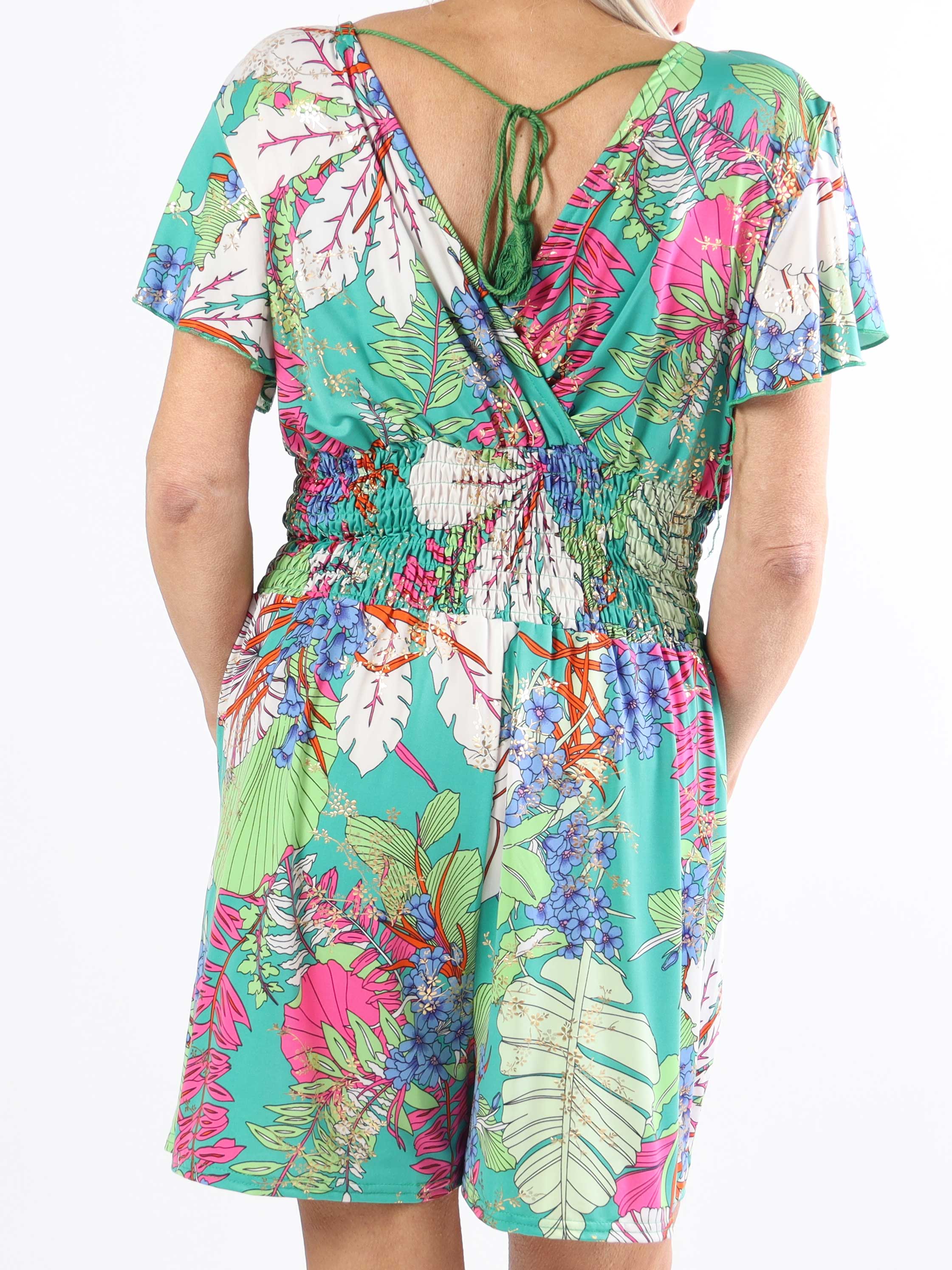 Pams Botanic Playsuit O/B - Mønstret plus size elastisk buksedragt